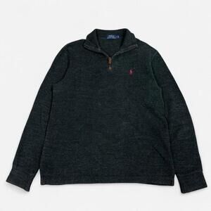 Vintage Grey Polo Ralph Lauren quarter zip pullover sweater 1/4 zip jumper Small